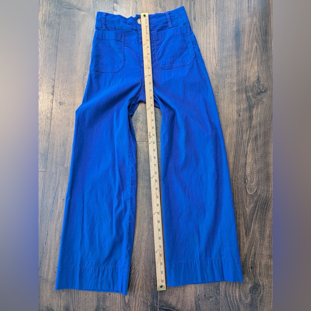 Anthropologie Maeve The Colette Wide Leg Crop Pants Royal Blue Size 25 - Picture 11 of 12
